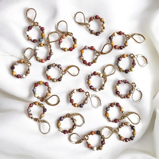 kolczyki z kamieniami Kolczyki : mokait : wianki : delikatne