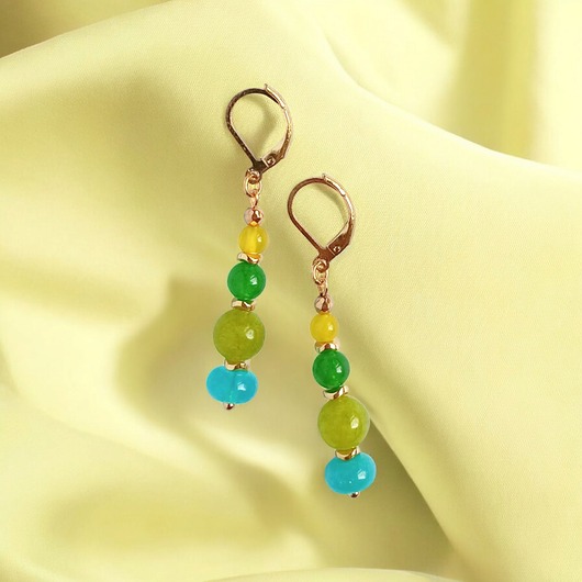 kolczyki z kamieniami Kolczyki SUMMER collection : 6cm : zieleń