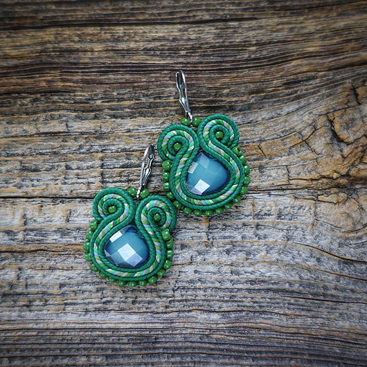 kolczyki soutache Zielone kolczyki soutache