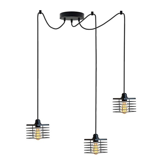 lampy wiszące Czarna lampa wisząca pająk loft GALO LOFT L3 druciane klosze