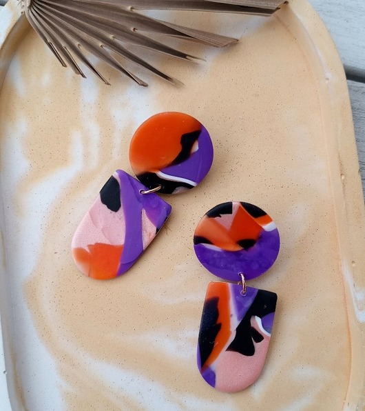 kolczyki z masy plastycznej Oryginalne kolczyki Violet Języki