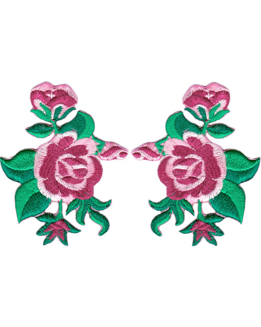 naszywki na ubrania Naszywki termoprzylepne symetryczne Róże zestaw 7x10cm
