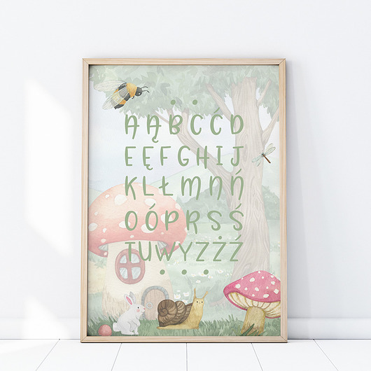 obrazy i plakaty do pokoju dziecięcego Plakat Alfabet Bajkowa Kraina P445