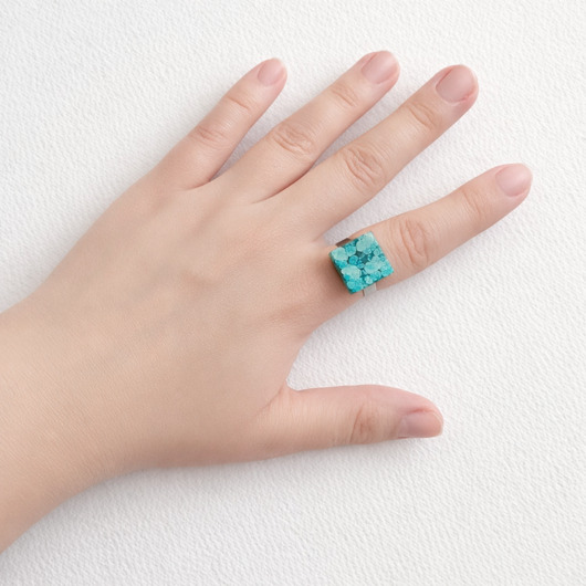 pierścionek z żywicy S A L E :UNIKATOWY pierścień z żywicy INKY COLORS