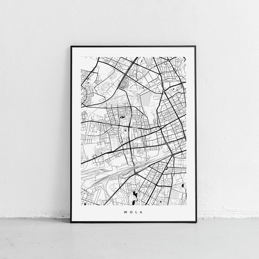 Wola - plakat z planem dzielnicy PLAKATY GEOMETRYCZNE