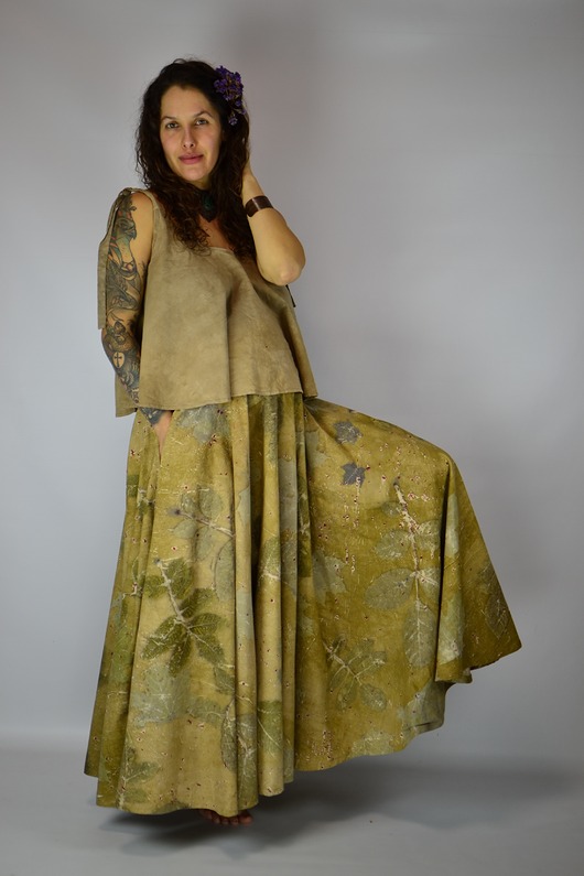 spódnice maxi Barwiona Roślinami Spódnica "Złocisty Las"