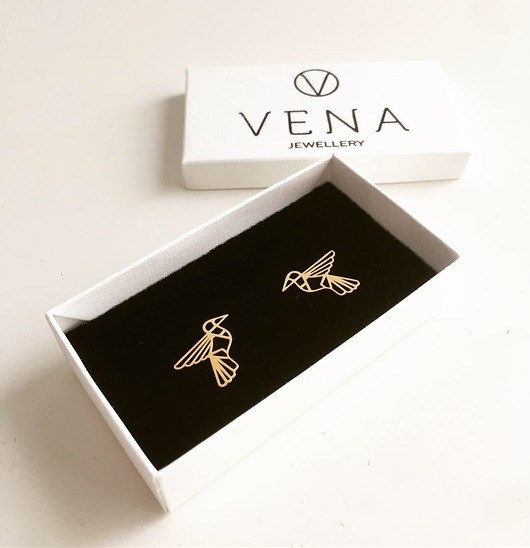 Pozłacane ażurowe kolczyki kolibry VENA Jewellery