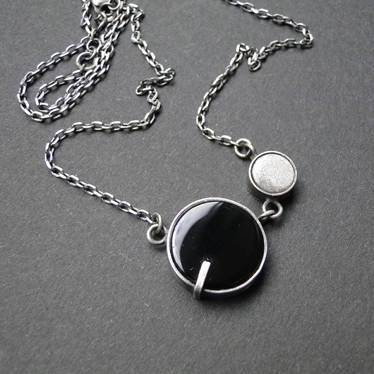 srebrne naszyjniki Naszyjnik Duo z onyksem