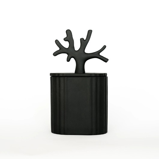 świeczniki i świece Ki Graphite Black - pojemnik z czarnej porcelany