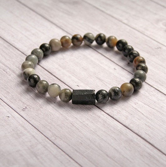 biżuteria męska Talizman - czarny turmalin & amazonit