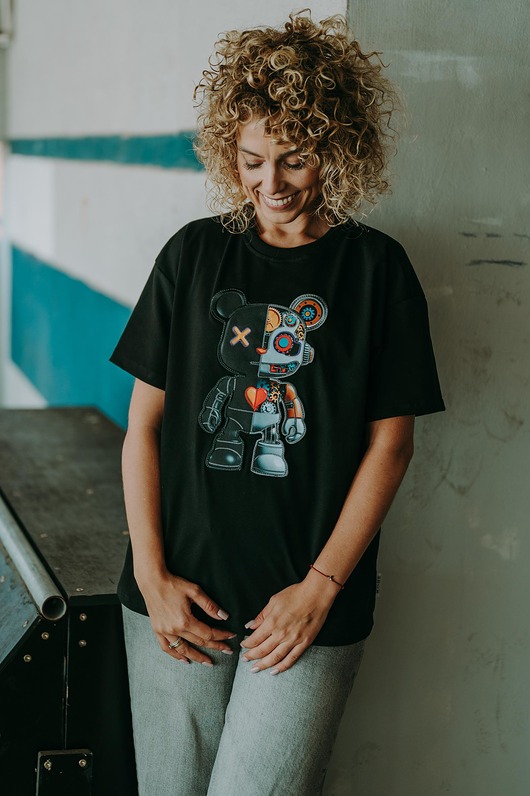 t-shirt damskie T-shirt oversize Robot Teddy dla mamy