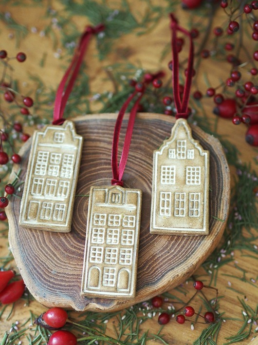 ozdoby choinkowe Zestaw kamieniczek na choinkę