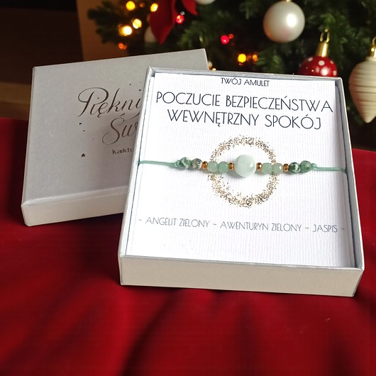 bransoletki z kamieni naturalnych Amulet - POCZUCIE BEZPIECZEŃSTWA, wewnętrzny spokój - świąteczne pudełko