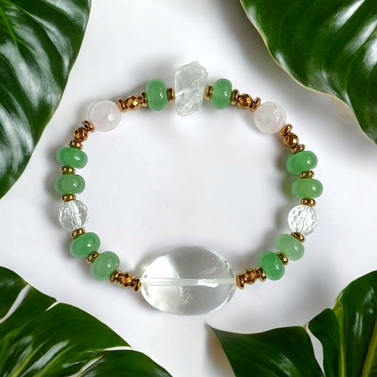 bransoletki z kamieni naturalnych UNIKATOWA bransoletka: oczyszczenie, relaks : kryształ górski, awenturyn