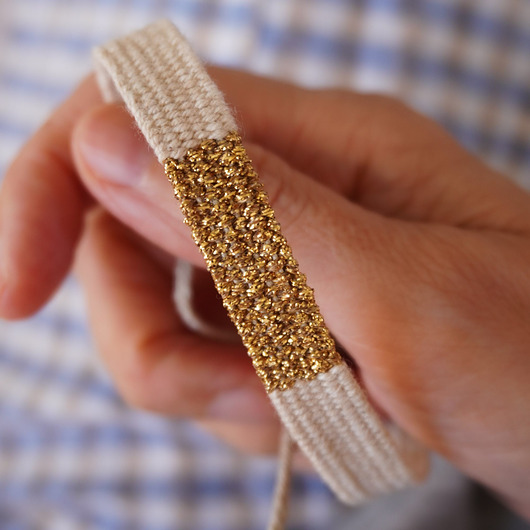 bransoletki na sznurku Bransoletka tkana handmade, na sznurku - beż
