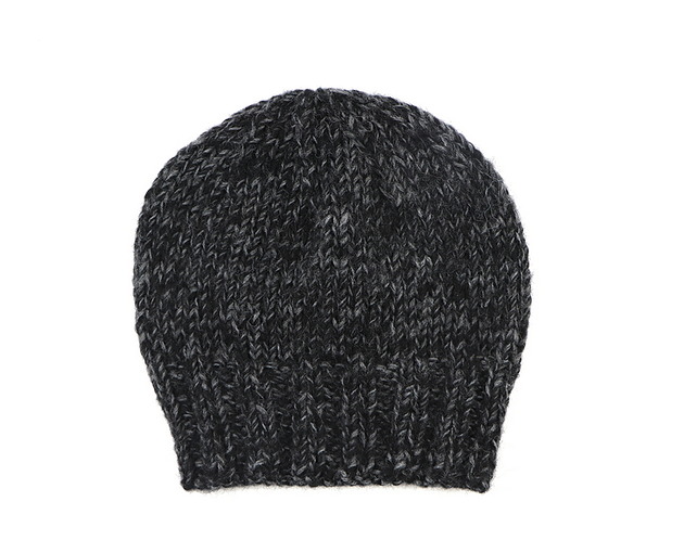 czapki damskie Krótka czapka melanżowa unisex na drutach Czerń