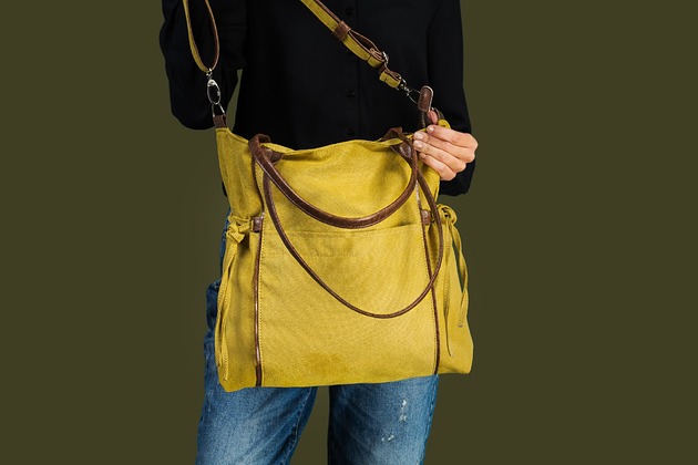 AMBER - duża torba - shopper - musztarda i brąz incat