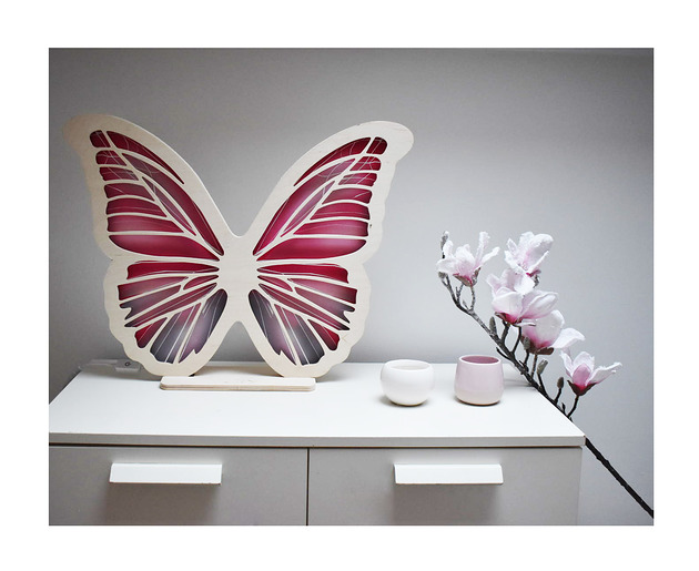 dekoracje świetlne Lampka UNKY Motyl szaro-różowy