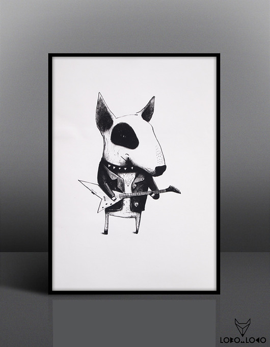 Duża grafika z Bull Terrierem 50x70 cm Friedman Jewelry