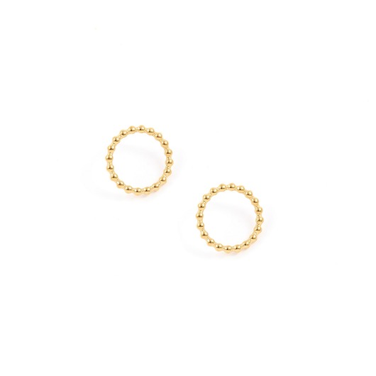 kolczyki - inne Koła z kuleczek - kolczyki sztyfty ze stali szlachetnej pozłacanej