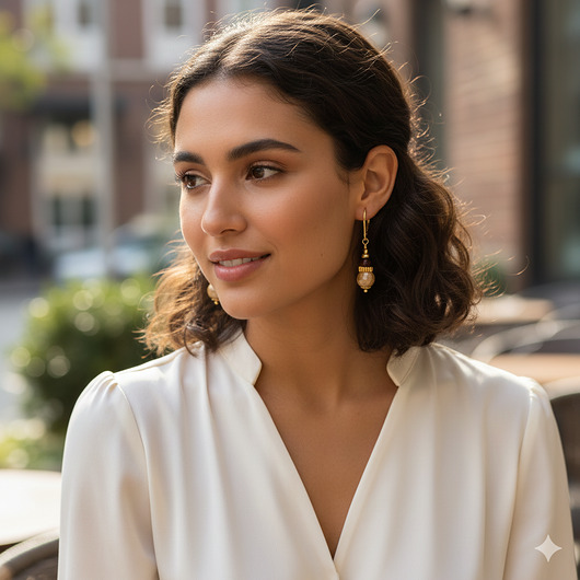 kolczyki z kamieniami Kolczyki pozłacane srebro i mokait 7mm