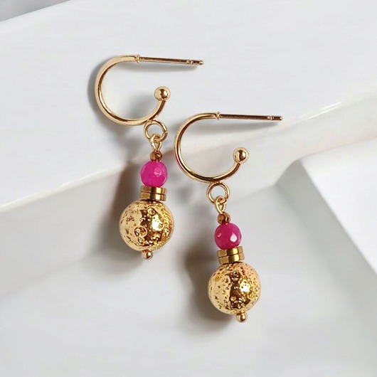 kolczyki z kamieniami Kolczyki SUMMER gold : sztyfty kółka