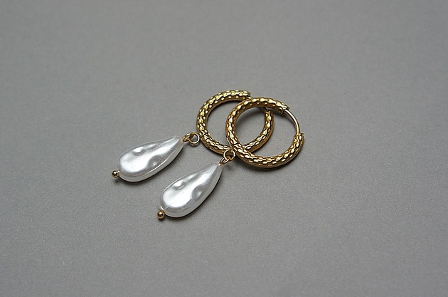 kolczyki pozłacane Kolczyki pozłacane Pearls /white/ perły vol. 17