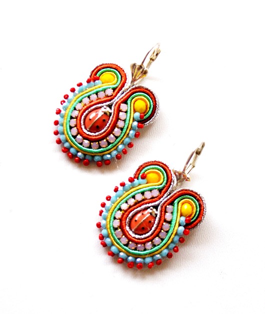 kolczyki soutache Sutaszowe kolczyki LADYBUG