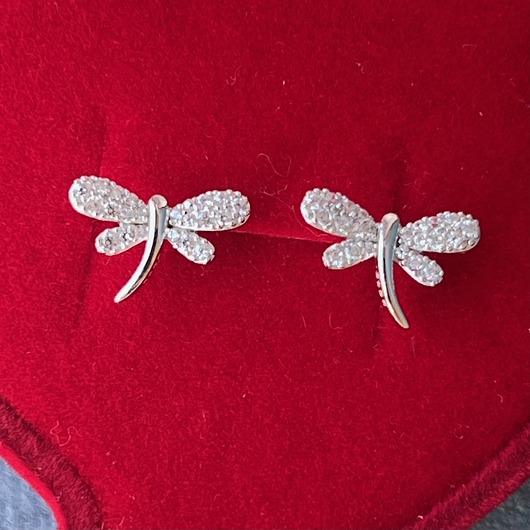 kolczyki srebrne Kolczyki ważka z cyrkoniami- srebro pr 925