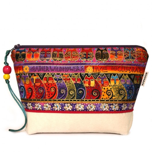 kosmetyczka - złocone koty Laurel Burch - ecru MOONAXA