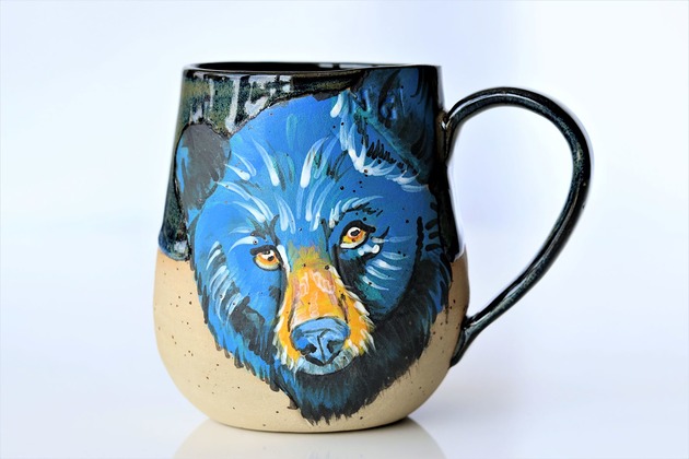 Kubek ręcznie malowany "Miś" NG Autorska bizuteria ceramiczna