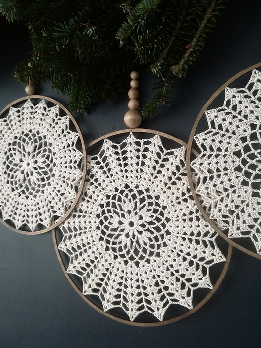 3 x Łapacz snów Beż z połyskiem Wooden Love