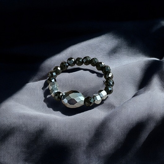 pierścionki elastyczne Pierścionek PREMIUM : krzem, turmalin, hematyt - PIERŚCIONEK
