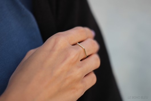 Gold Plated Hexagon Shape Ring Le Boho Bleu
