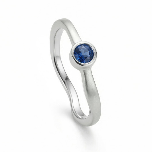 pierścionki zaręczynowe Złoty pierścionek Fala z szafirem