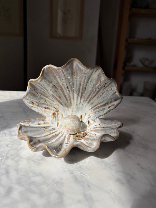 pojemniki na biżuterię Ceramiczna muszelka św Jakuba na biżuterię na drobiazgi prezent dla niej