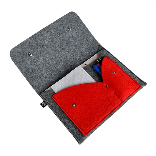 pokrowce i etui - organizery Organizer filcowy na notatki - szaro czerwony