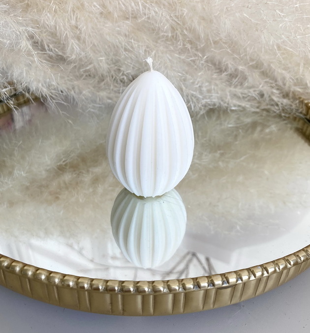 świeczniki i świece Świeca ekologiczna sojowa dekoracyjna jajko wielkanocne kolor wosku naturalny