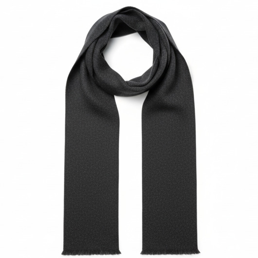 tuby i kominy Szalik Męski szal 100% Wełniany JEDWAB czarny  szary ciemny prezent elegancki