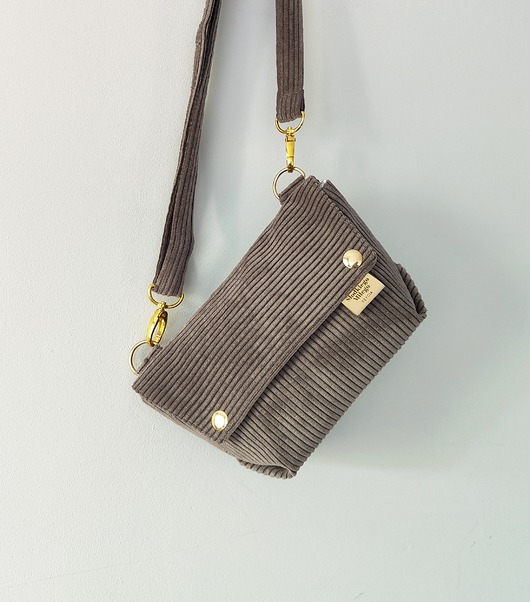 torby na ramię Mini Torebka L E A Taupe - mała torebka sztruksowa