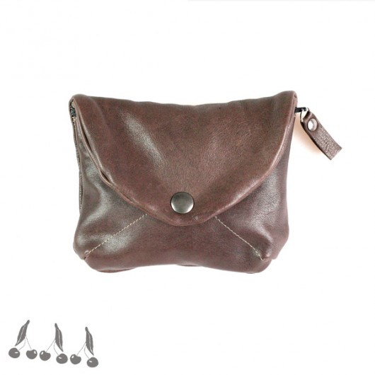 ::: 2in1 POUCH LEATHER BRoWN ::: uniqo