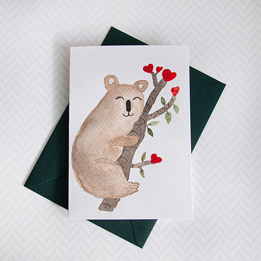 ORYGINAŁ - kartka ręcznie malowana Koala Gosia Sendlewska