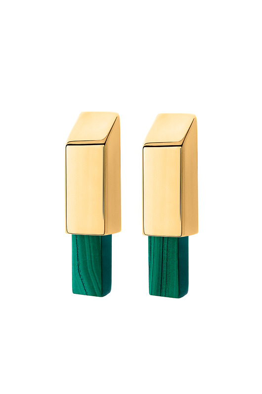 Kolczyki złote EDGY Short/GOLD/MALACHIT/SHINE Daria Siwiak Jewellery