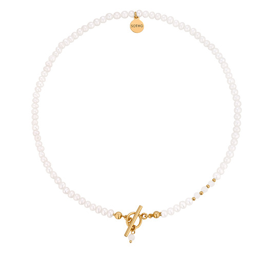 złote naszyjniki Złoty naszyjnik z pereł naturalnych i kamieni księżycowych