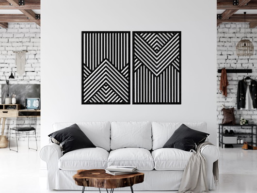 Ozdoby na ścianę 3D DEKORACYJNE PANELE GEOMETRYCZNE, NOWOCZESNA DEKORACJA ŚCIENNA, CZARNY