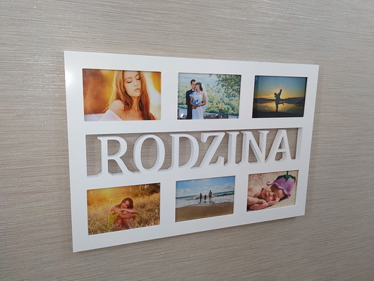 ramki na zdjęcia Multirama ramka na zdjęcia z napisem  RODZINA mdf 6 zdjęć
