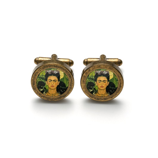 spinki do mankietów Eleganckie spinki do mankietów FRIDA KAHLO OBRAZ SZTUKA