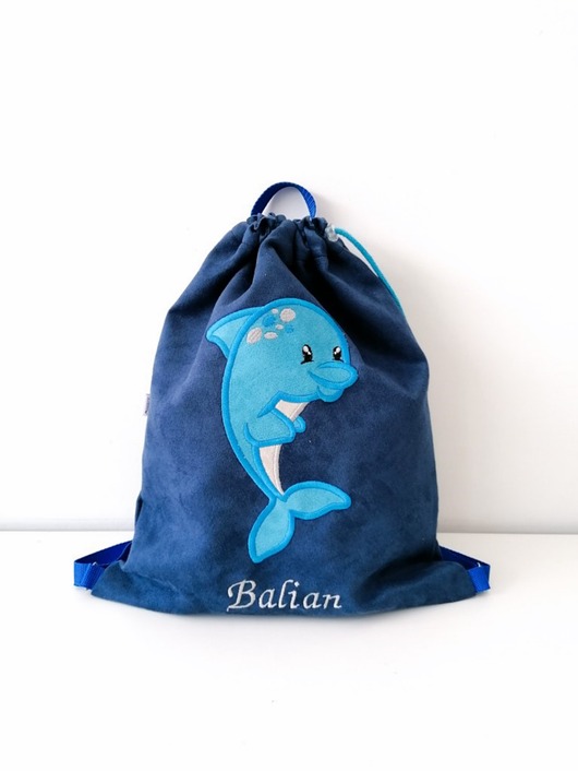 torebki, worki i plecaki dziecięce Plecak z Delfinem, worek z Delfinkiem i imieniem