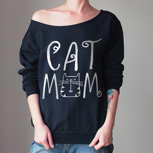 Gruby Oversize Cat Mom Czarna Max Z ONE MUG A DAY