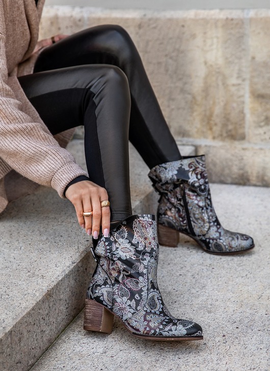 botki damskie SKÓRZANE BOTKI ZAPATO 497 BOHO